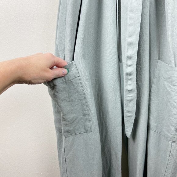 LE LIS | Sage Green Short Sleeve Jumpsuit Drawstring Waist Wide Leg Small - Picture 7 of 11